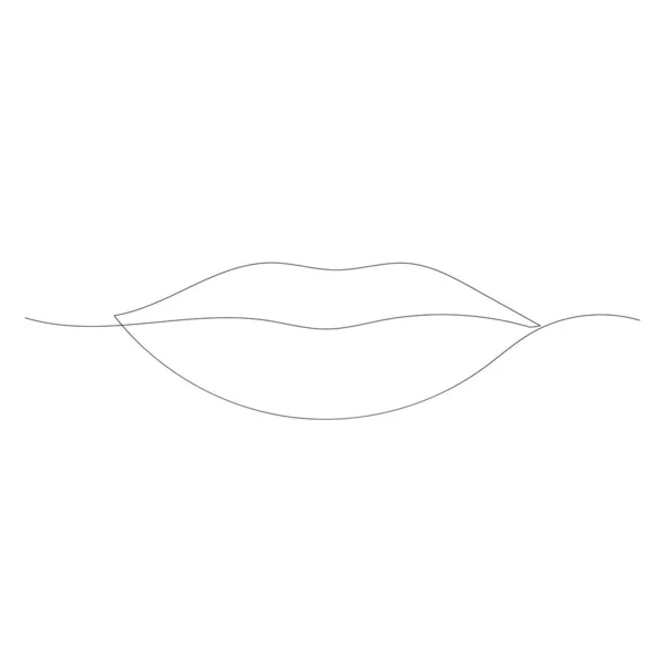 Vektor Terisolasi Garis Gambar Bibir Perempuan - Stok Vektor
