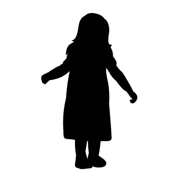 Вектор Изолированный Белом Фоне Черный Силуэт Девушка Ребенок — стоковый вектор