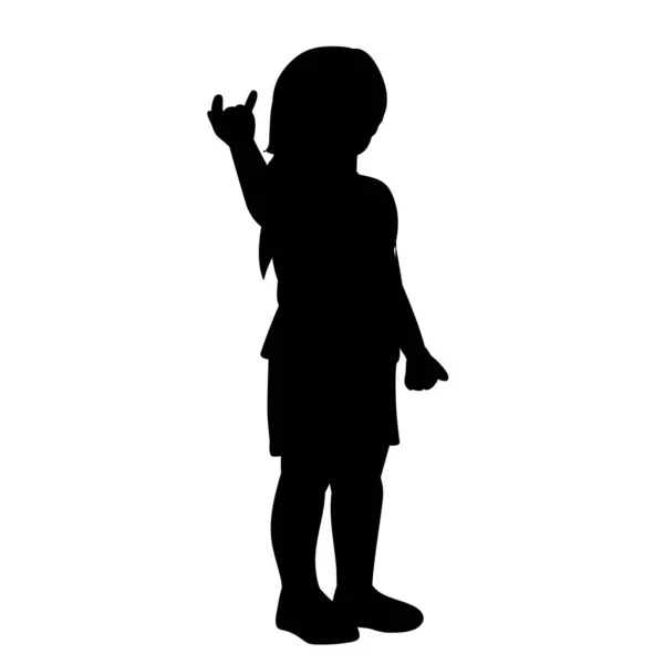 Fond Blanc Silhouette Noire Petite Fille Enfant — Image vectorielle