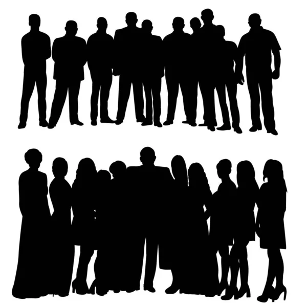 Silhouette Crowd People Standing — Stock Vector