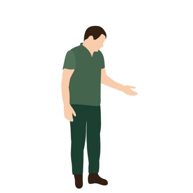 Beyaz bir arkaplanda, düz bir adam, erkek