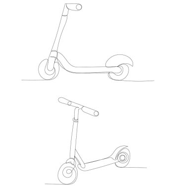 vektör, izole, scooter sürekli çizgi çizimi