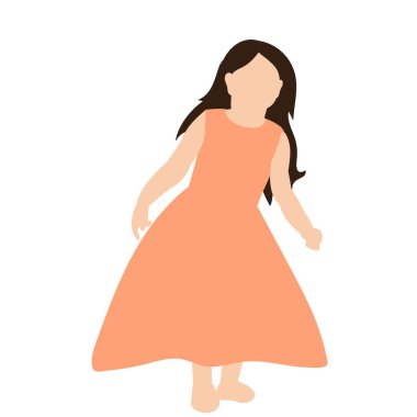 vektör, beyaz arkaplan üzerinde, düz stil bir kız çocuğu