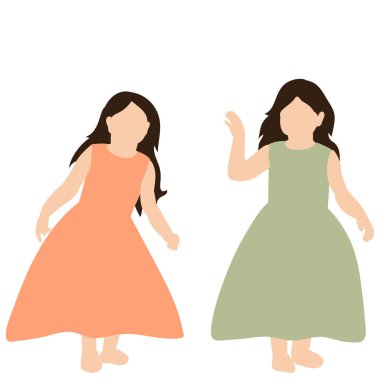 beyaz arkaplan, düz stil bir kız çocuğu.