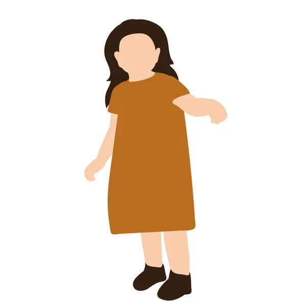 Style Plat Petite Fille Sans Visage — Image vectorielle
