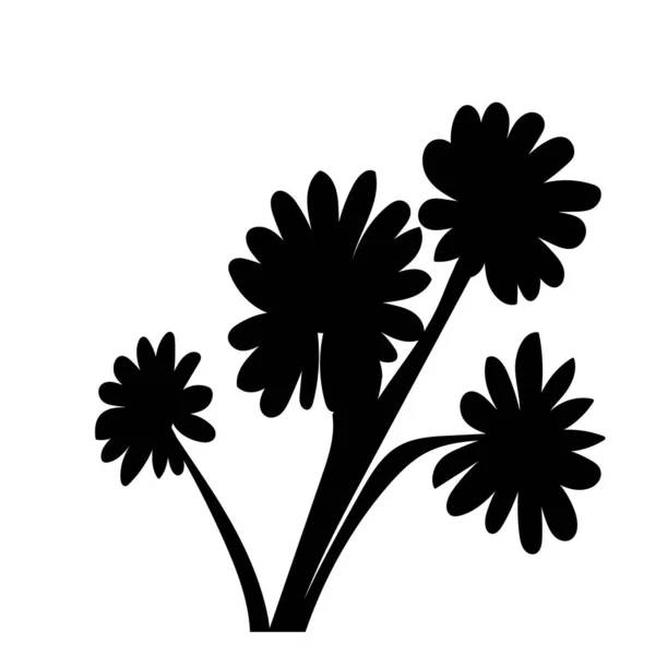 Vektör Beyaz Arkaplanda Bir Çiçeğin Siyah Silueti — Stok Vektör