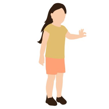  Düz stil küçük kız.