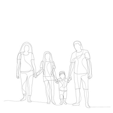 vektör, beyaz arkaplanda, aile çizimi, çizim
