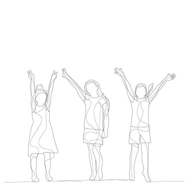 vektör, beyaz arkaplanda, bir kızın çizgi çizimi, çizim