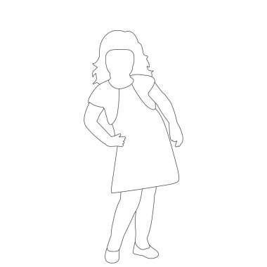 soyutlanmış, beyaz bir arkaplanda, taslak çocuk, simge, kız