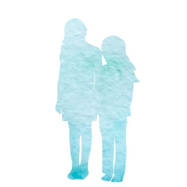 white background, watercolor silhouette of a blue kids clipart