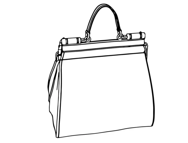 Vector Handbag Sketch White Background — Stock Vector
