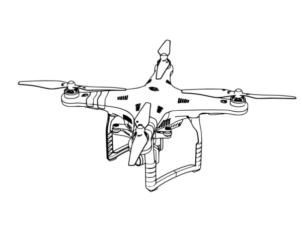 Διανυσματικό Σκίτσο Quadrocopter Λευκό Φόντο — Διανυσματικό Αρχείο