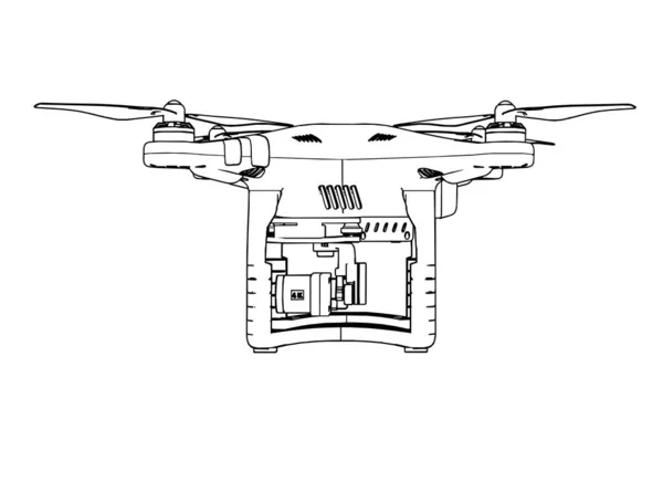 Schizzo Quadrocopter Vettoriale Sfondo Bianco — Vettoriale Stock