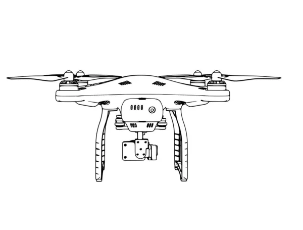 Schizzo Quadrocopter Vettoriale Sfondo Bianco — Vettoriale Stock