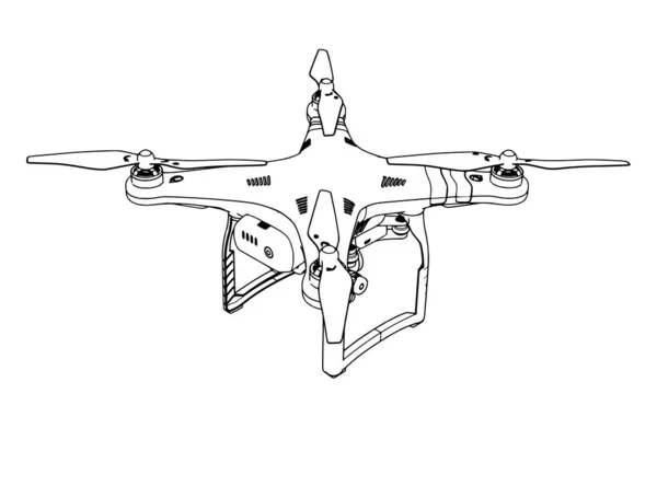 Vektor Quadrocopter Skiss Vit Bakgrund — Stock vektor