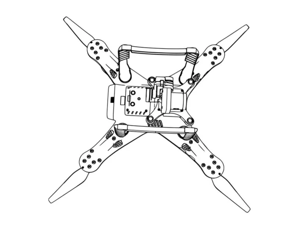 Schizzo Quadrocopter Vettoriale Sfondo Bianco — Vettoriale Stock