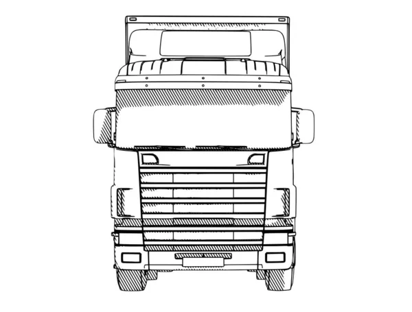 Boceto Camión Con Eclosión Sobre Vector Fondo Blanco — Archivo Imágenes Vectoriales