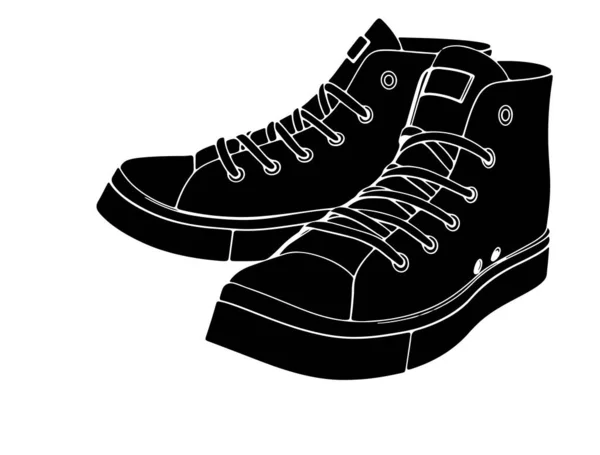 Silhouette Sneakers White Background Vector — Stock Vector