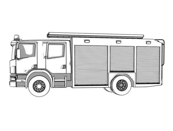 Croquis Vecteur Pompier Sur Fond Blanc — Image vectorielle