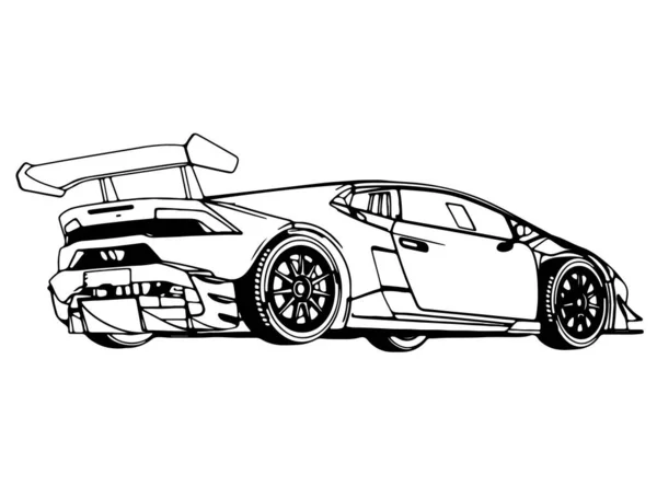 Croquis Voiture Sport Vectoriel Sur Fond Blanc — Image vectorielle