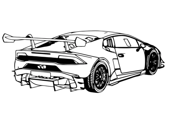 Croquis Voiture Sport Vectoriel Sur Fond Blanc — Image vectorielle