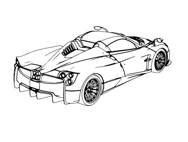 Boceto Coche Deportivo Vector Fondo Blanco — Vector de stock