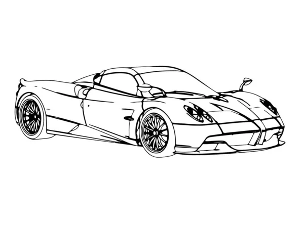 Boceto Coche Deportivo Vector Fondo Blanco — Vector de stock