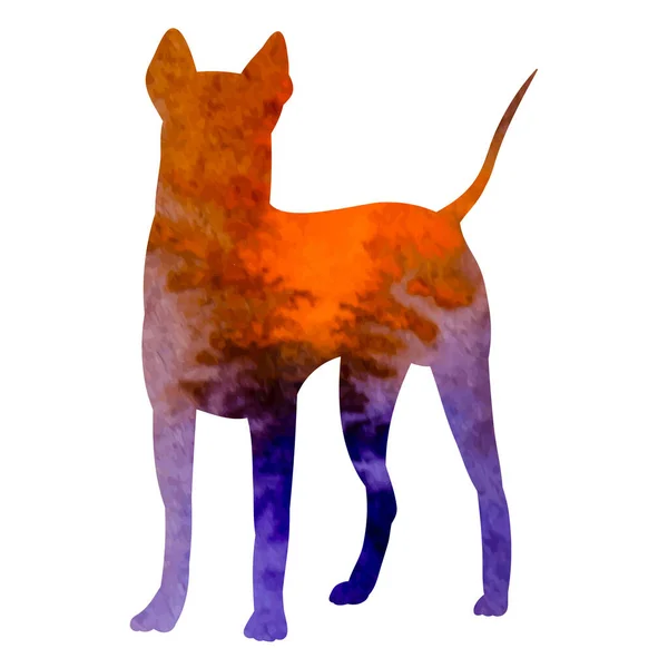 Fond Blanc Silhouette Aquarelle Chien Debout — Image vectorielle