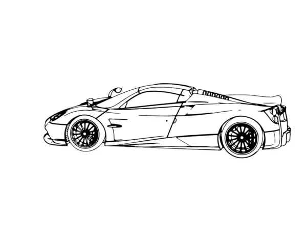 Boceto Coche Deportivo Vector Fondo Blanco — Vector de stock