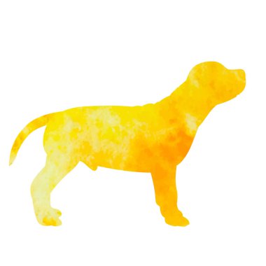 beyaz arkaplan, suluboya bir köpek yavrusu silueti