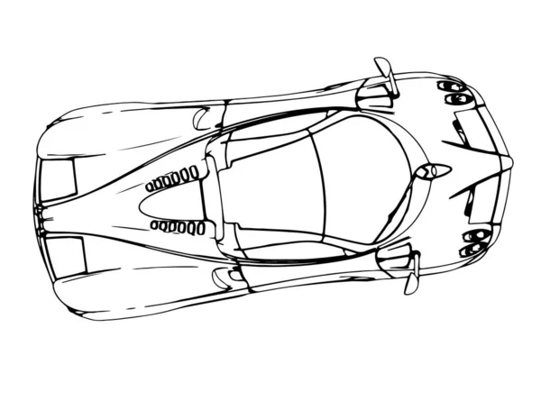 Schets Van Een Sportwagen Een Witte Achtergrond Vector — Stockvector