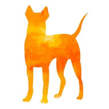 beyaz arkaplan, suluboya köpek silueti