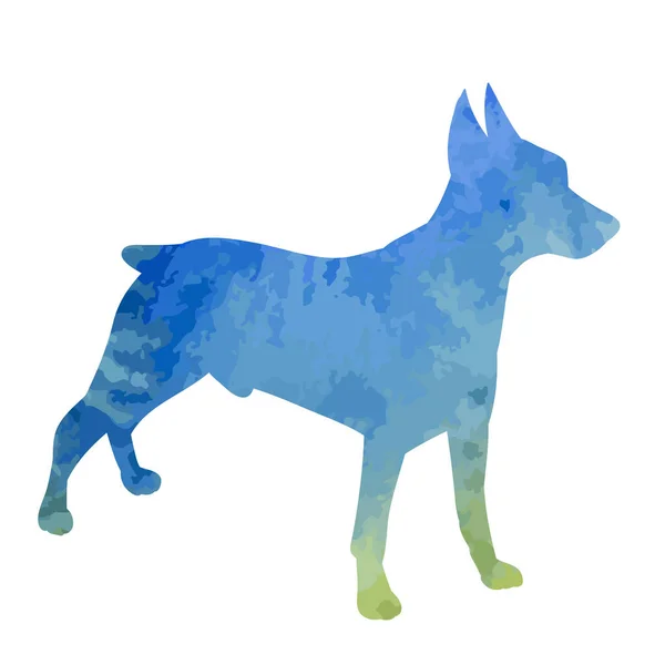 Vektor Vit Bakgrund Akvarell Siluett Hund Stående — Stock vektor