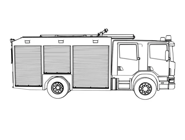 白色背景上的消防车矢量草图 — 图库矢量图片