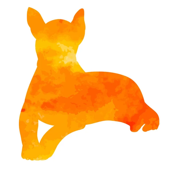 Vit Bakgrund Akvarell Siluett Hund Liggande — Stock vektor