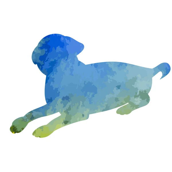 Silueta Perro Azul — Vector de stock