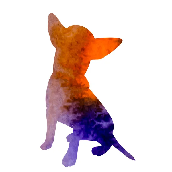 Silhouette Aquarelle Chien Assis — Image vectorielle