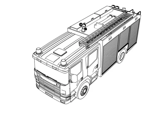 白い背景の消防車のベクトルのスケッチです — ストックベクタ