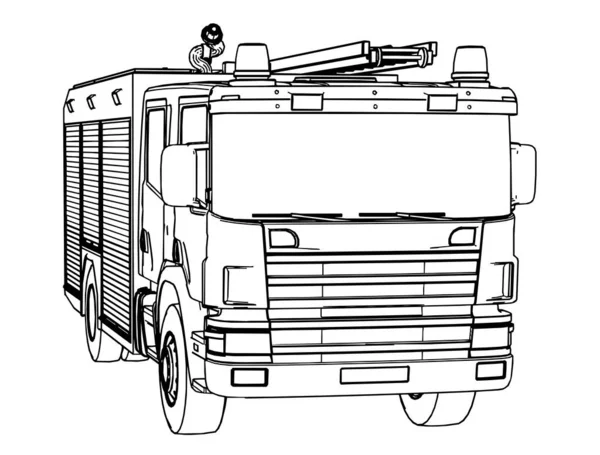 Schizzo Vettore Dei Motori Antincendio Sfondo Bianco — Vettoriale Stock