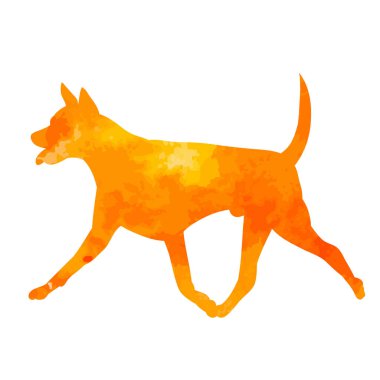  beyaz arkaplan, suluboya köpek yürüyüşü silueti