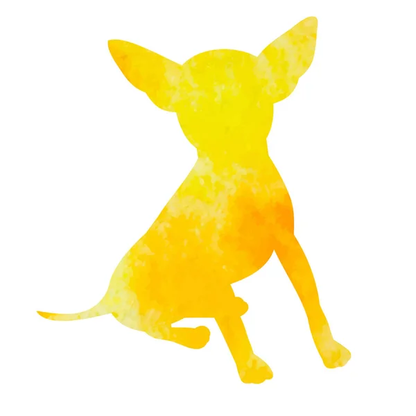 Vector White Background Yellow Watercolor Silhouette Dog — Stock Vector