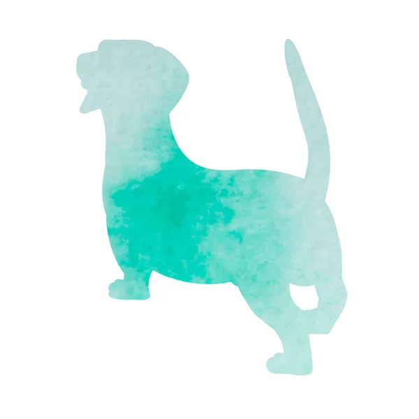 Зеленый Акварельный Силуэт Стоящей Собаки — стоковый вектор