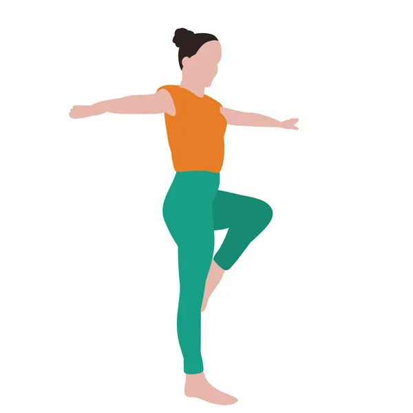 Fondo Blanco Sin Rostro Estilo Plano Chica Dedica Gimnasia — Vector de stock