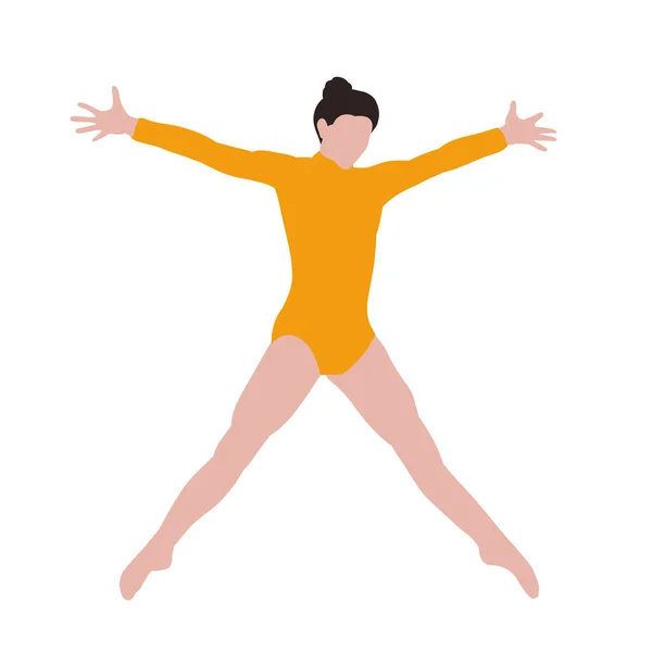 Fondo Blanco Sin Rostro Estilo Plano Chica Dedica Gimnasia — Vector de stock