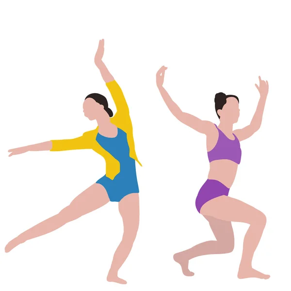 Плоском Стиле Танцуют Девушки — стоковый вектор