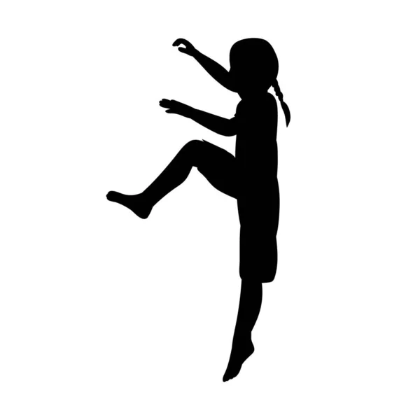 在白色背景上 一个跳舞的孩子的黑色轮廓 — 图库矢量图片