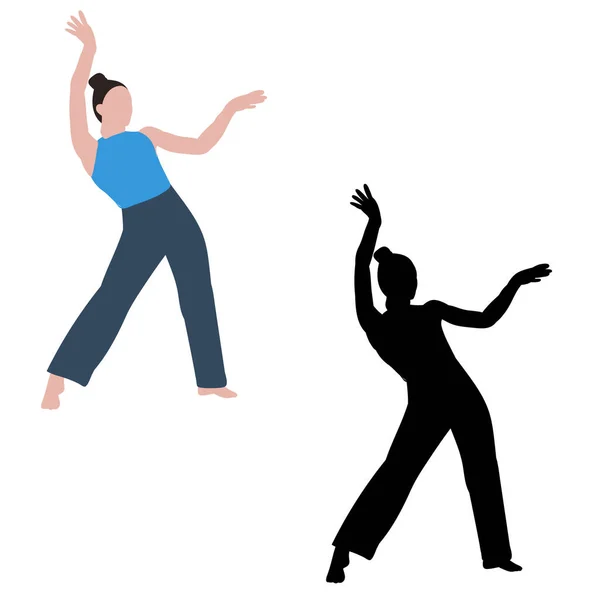 Tanzendes Mädchen Kein Gesicht Flacher Stil — Stockvektor