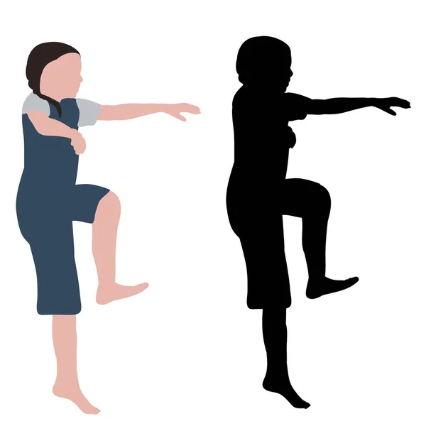 Vektor Auf Weißem Hintergrund Tanzendes Mädchen Kein Gesicht Flacher Stil — Stockvektor