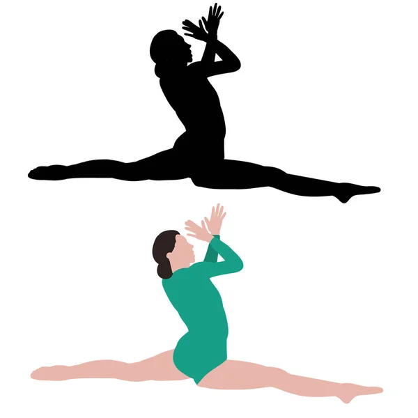 Tančící Dívka Bez Tváře Plochý Styl Siluetou — Stockový vektor
